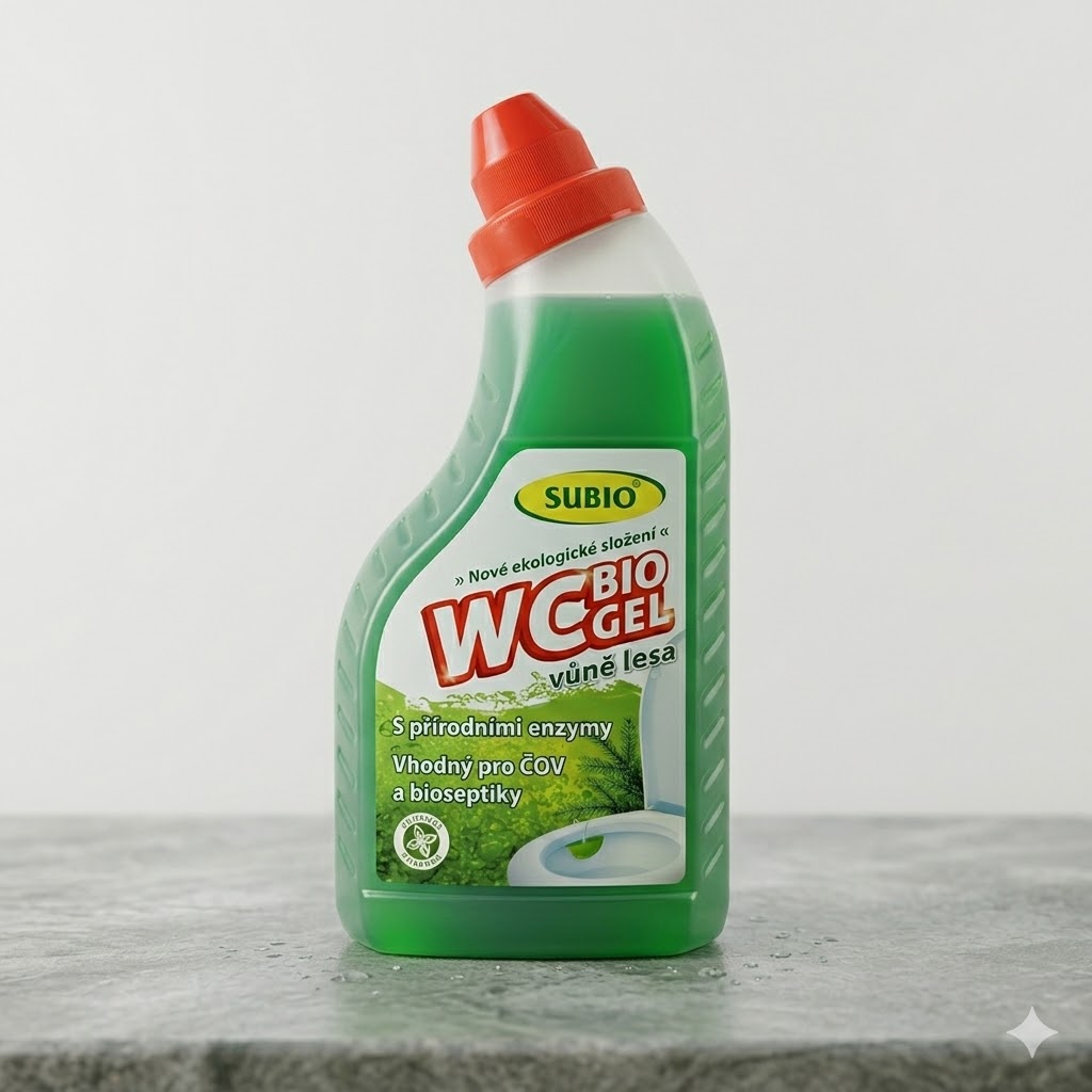Ekologický WC Bio Gel Subio s vôňou lesa a prírodnými enzýmami na čistenie toalety